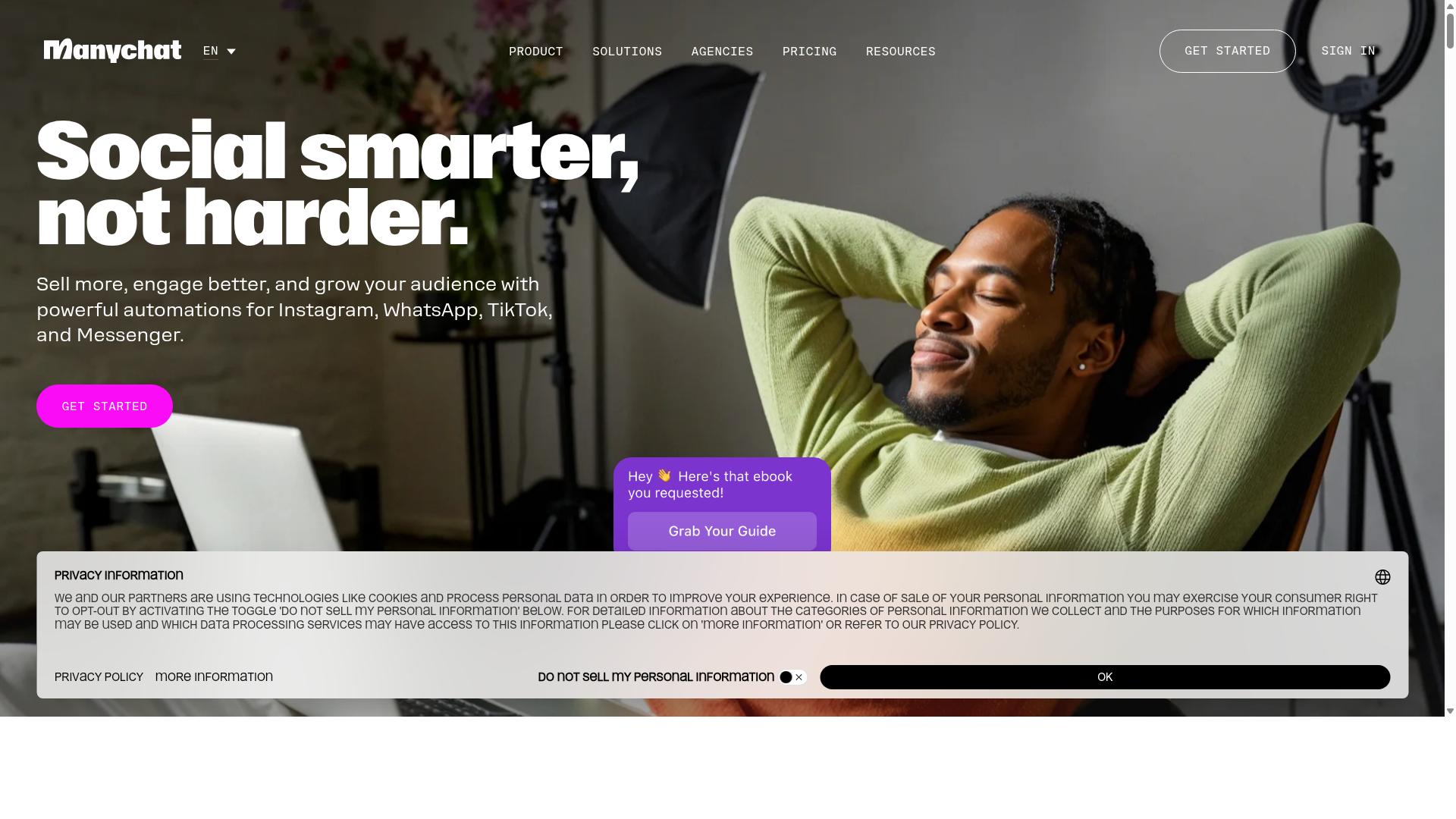 Manychat website